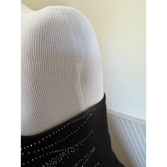 Vintage Cache Y2K Maxi Dress Black Beaded Gown Grunge Strapless 90s Evening - Picture 7 of 9